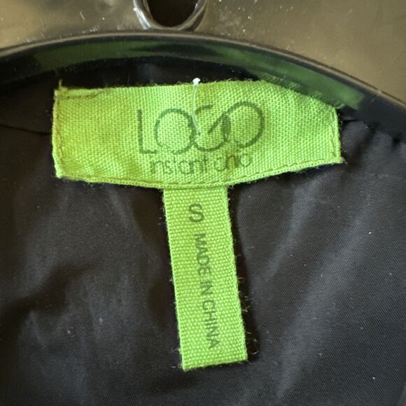 LOGO Instant Chic Black Ruffle Neck Jacket Size S Small Ruched Zip Up NWT - Picture 8 of 9